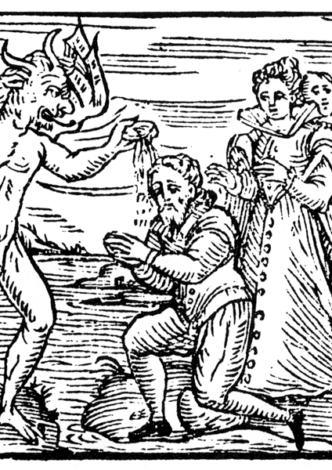 Satan rebaptising young scorcerers.