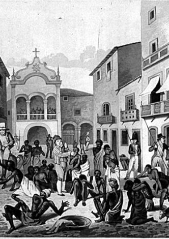 Gate & Slave Market at Pernambuco, Brazil, 1821.